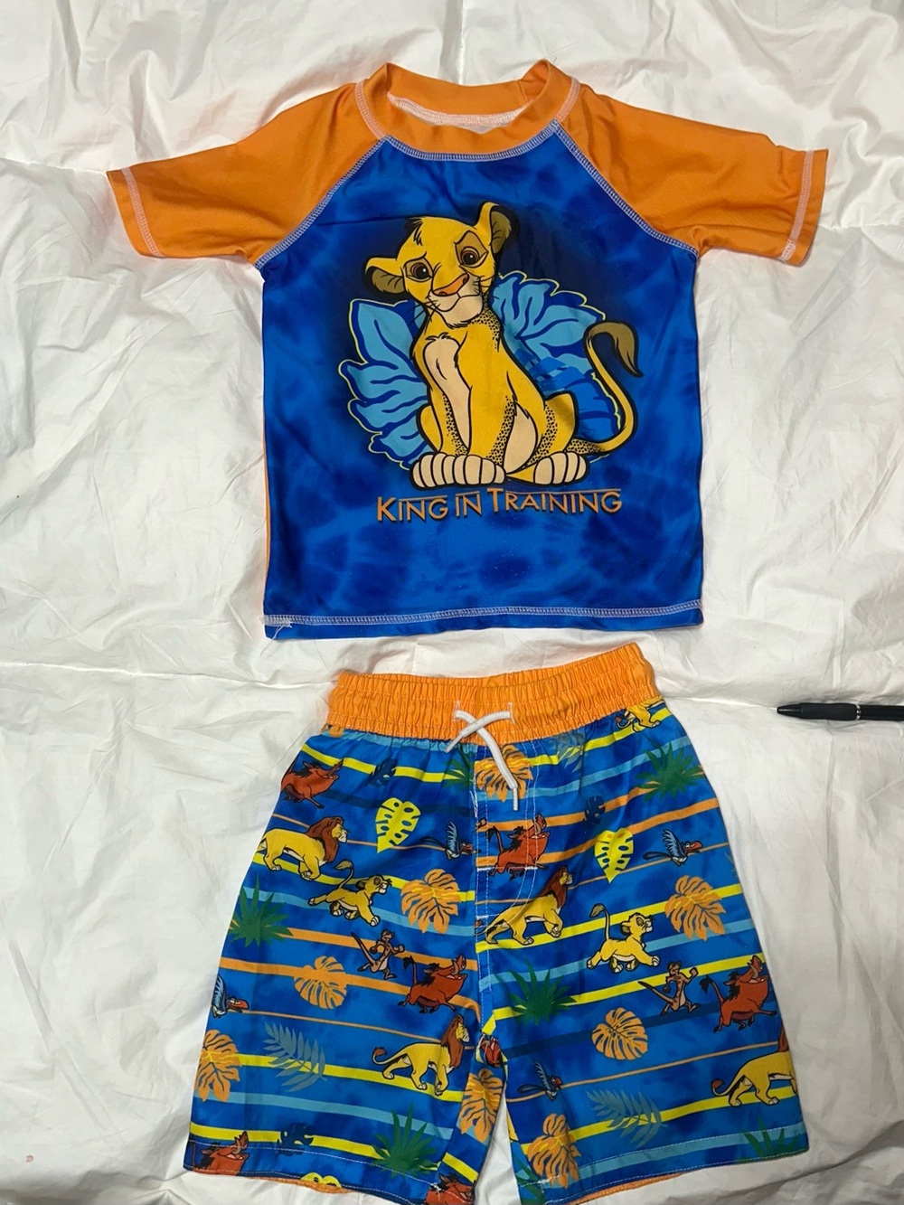 Disney Lion King Kids Rashguard Swim Set - Blue & Orange